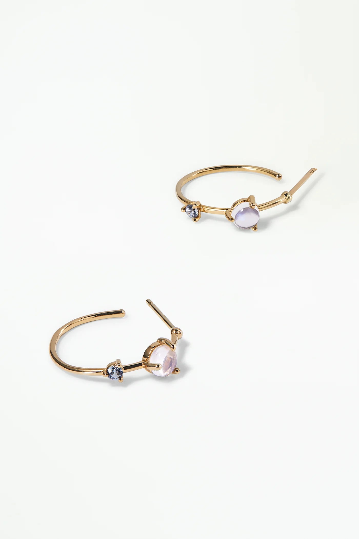 wwake / small two-step hoop earrings - moonstone + sapphire