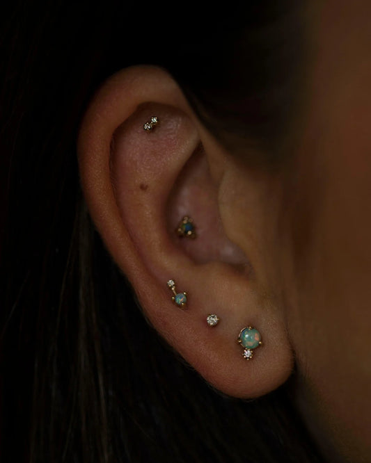 wwake / classic stud earrings - opal + diamond