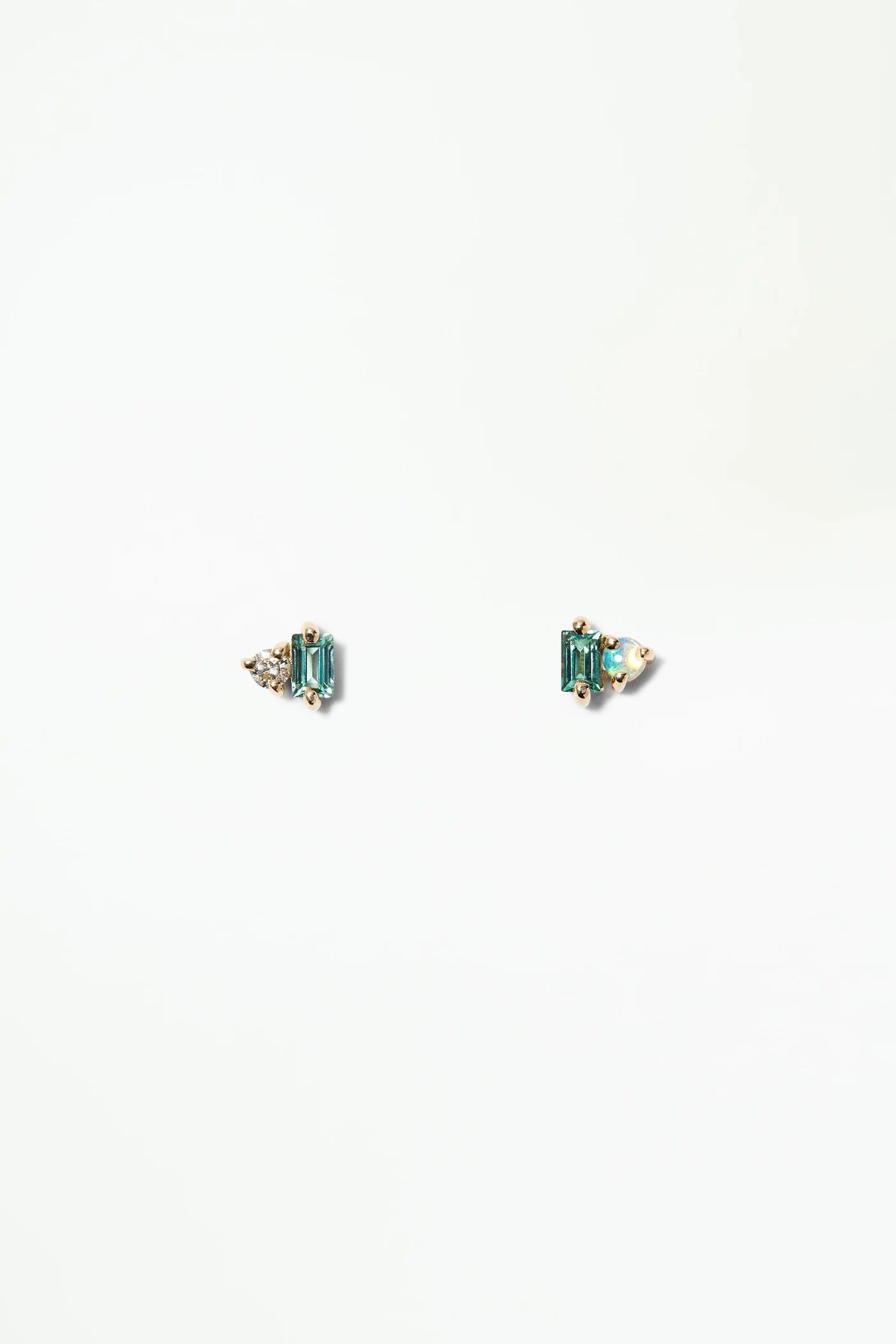 wwake / column stud earring - tourmaline + diamond - single