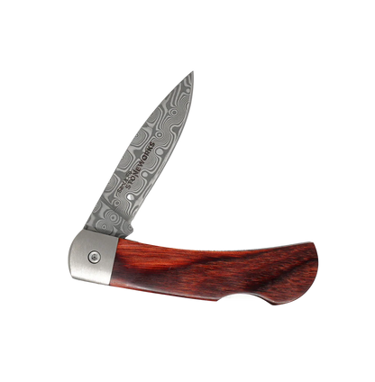 santa fe stoneworks / vein turquoise titanium damascus lockback knife - 3"