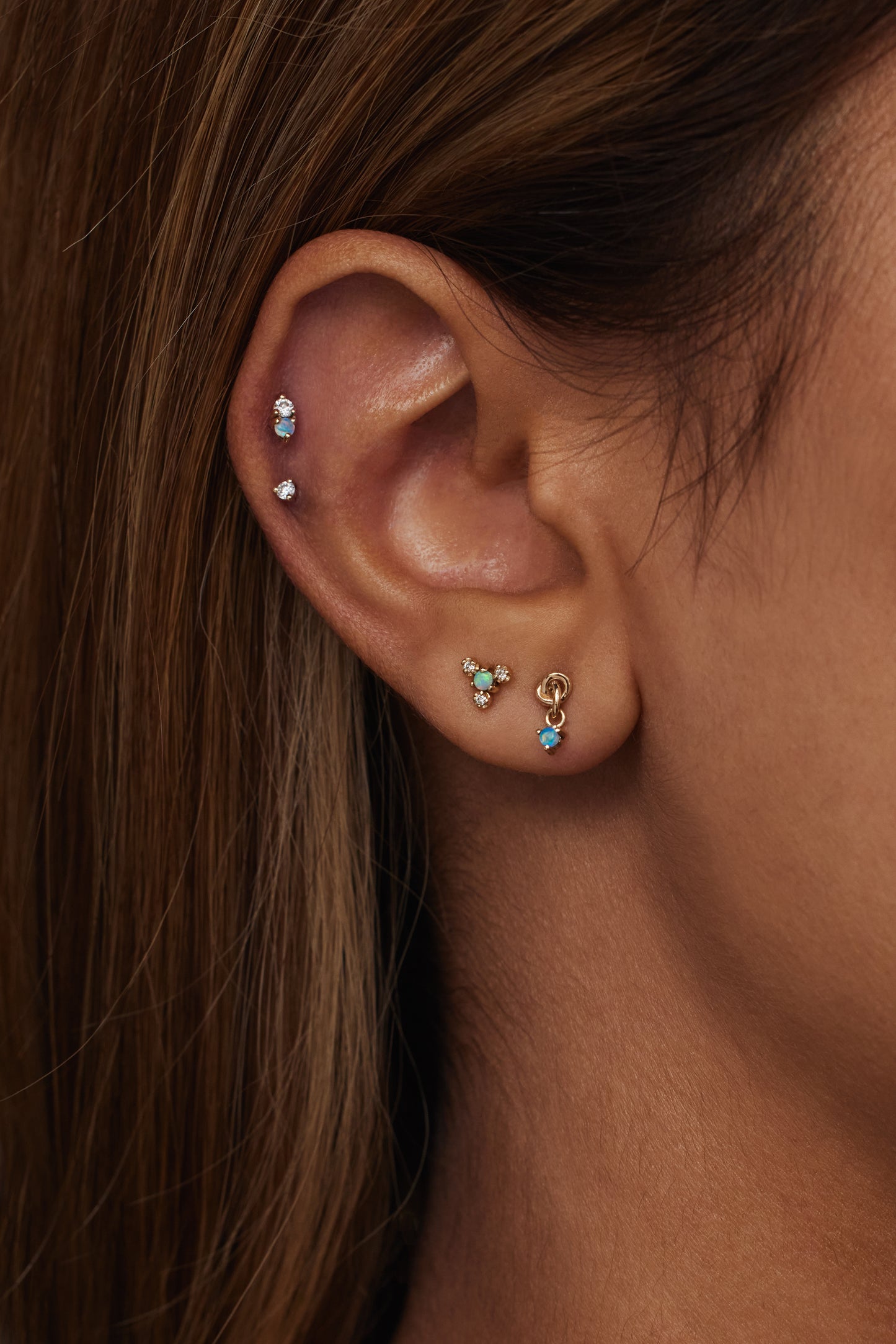 wwake / burst earrings - opal + diamond