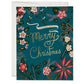 blue poinsettia christmas greeting card