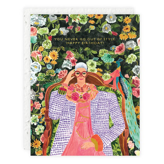 iris you never go out of style birthday card
