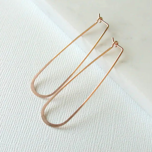 slender teardrop shape hoop earrings