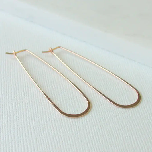 slender teardrop shape hoop earrings