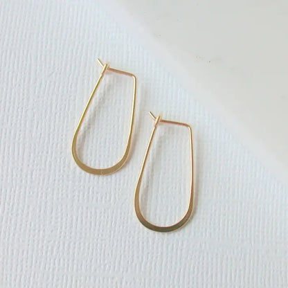 small slender teardrop shape hoop earrings