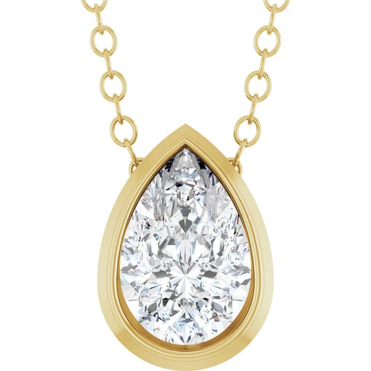 pear-cut bezel slider necklace - grown diamond
