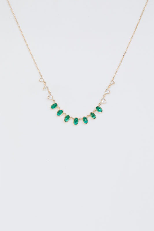 multi emerald & rose-cut diamond necklace