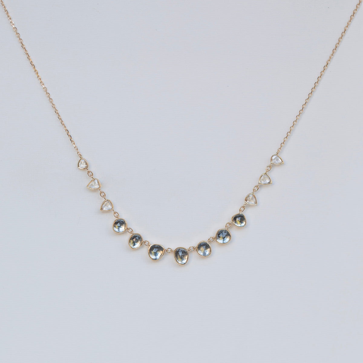 multi aquamarine & rose-cut diamond necklace
