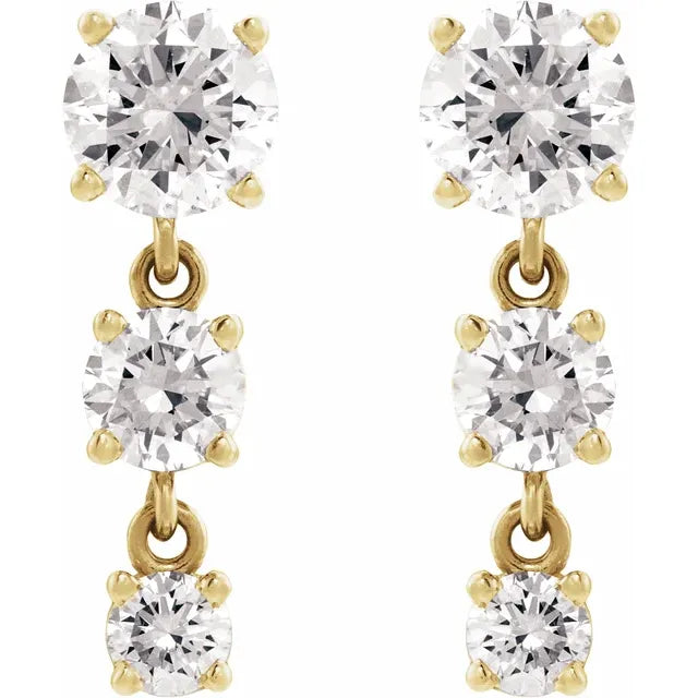 round three-stone drop earrings - grown diamond