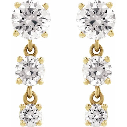 round three-stone drop earrings - grown diamond