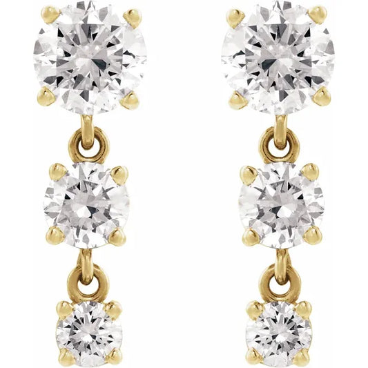 round three-stone drop earrings - grown diamond