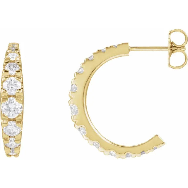 graduated stone post hoop earrings - grown diamond