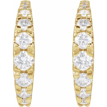 graduated stone post hoop earrings - grown diamond
