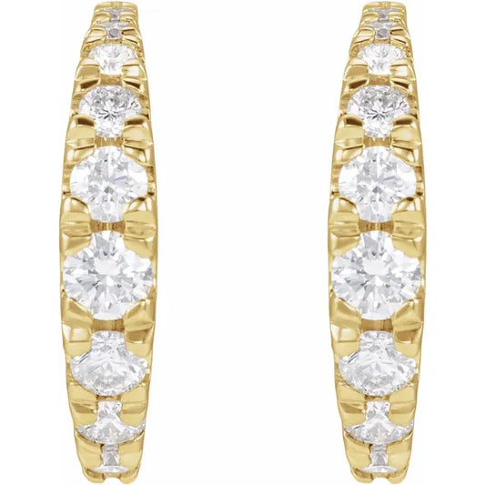 graduated stone post hoop earrings - grown diamond
