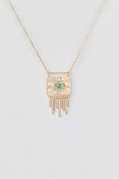 emerald eye & diamond plate necklace