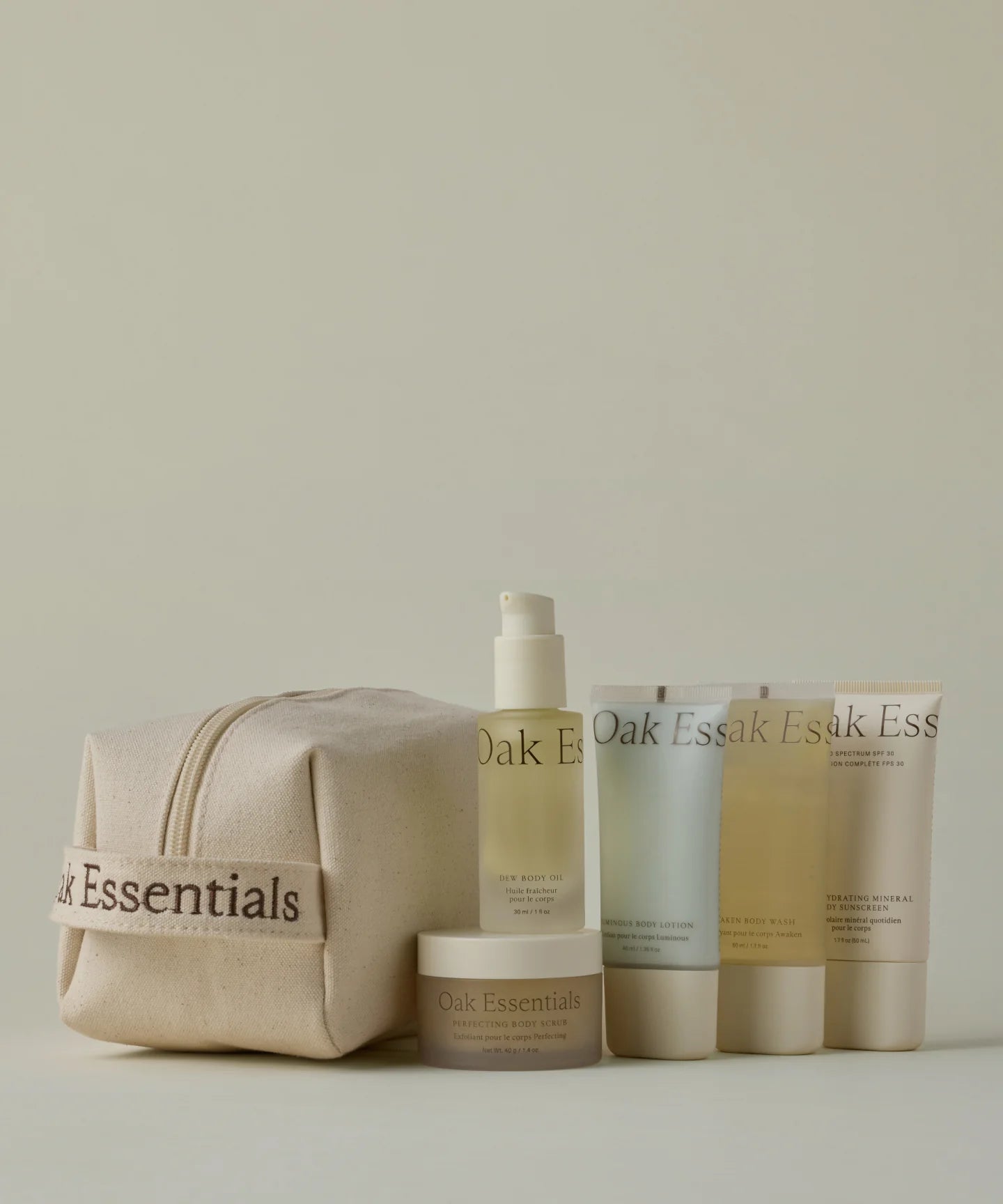 oak essentials / travel body routine set