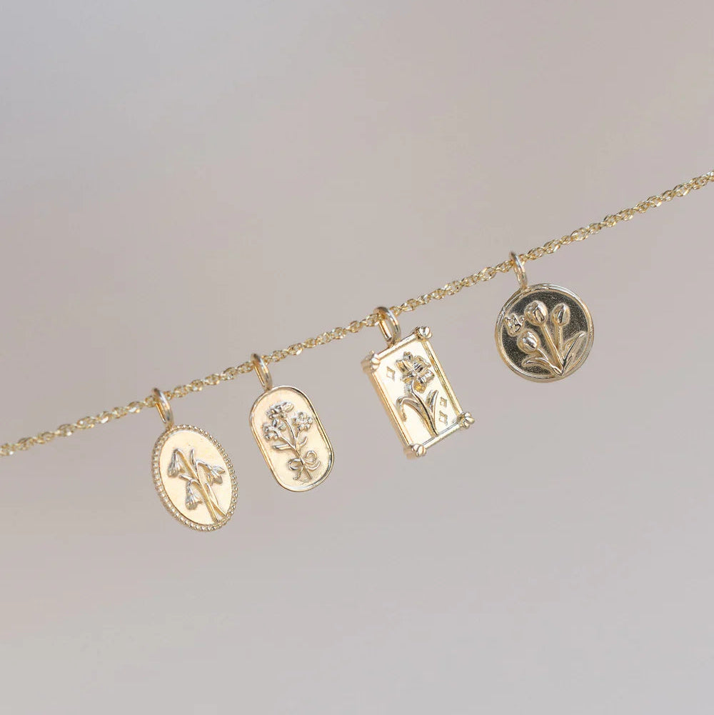 flower pendant charm - snowdrop (january)