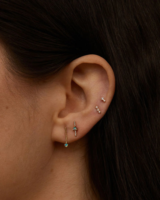 wwake / one-step bar stud earring - opal - single