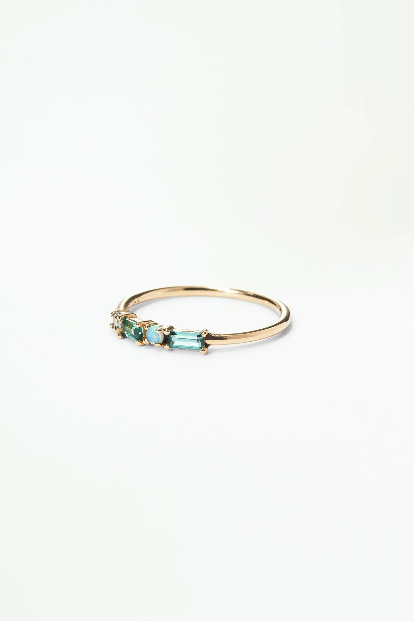 wwake / pillar ring - tourmaline + opal + diamond