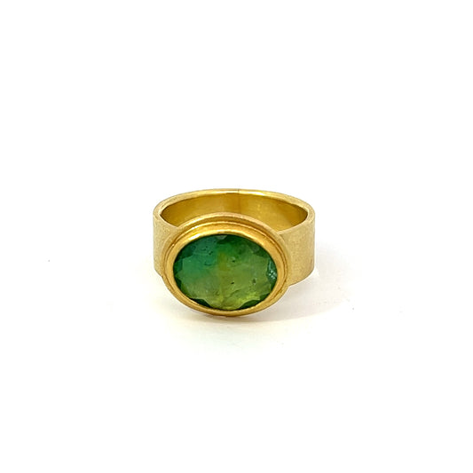 rose-cut green tourmaline framed ring