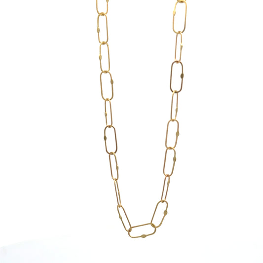 elongated oval detailed link chain necklace