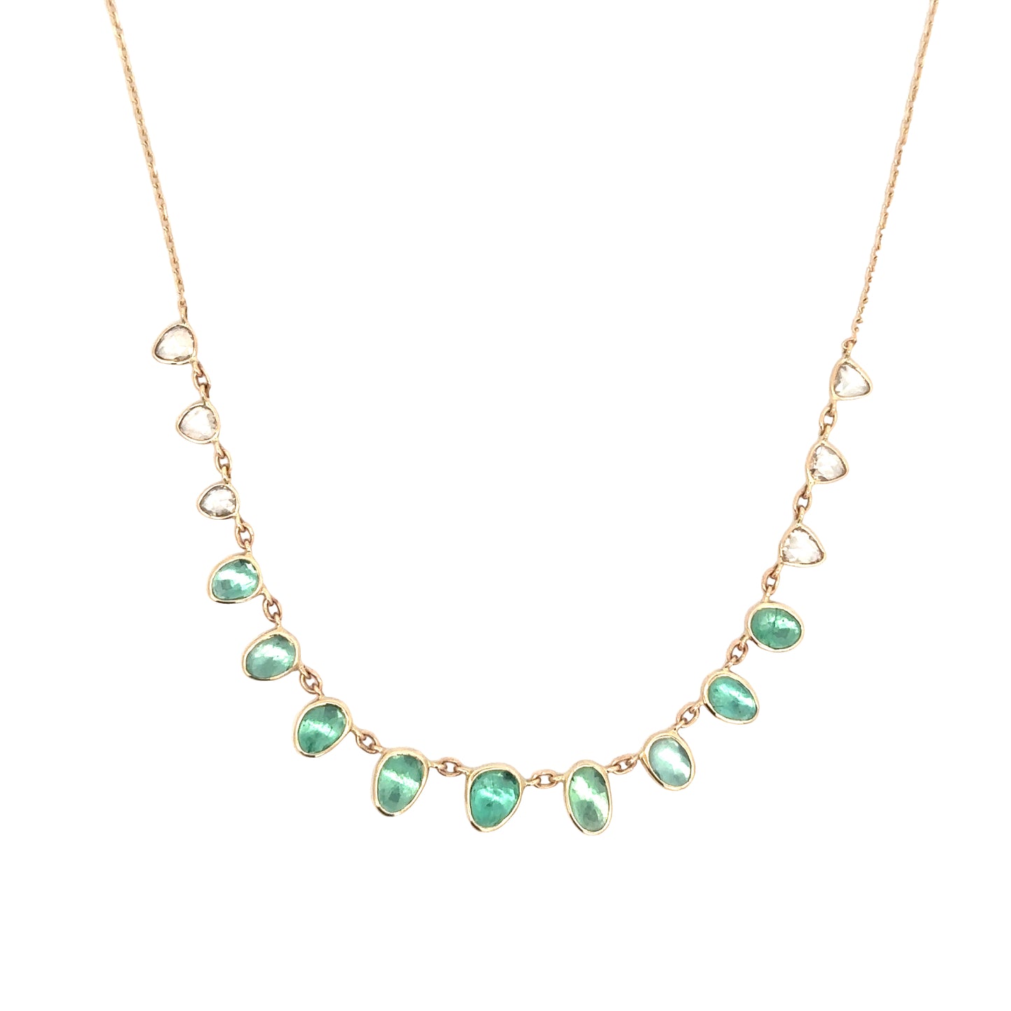 multi emerald & champagne diamonds necklace