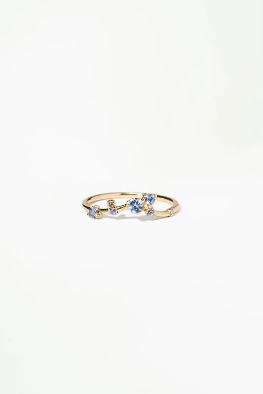 wwake / organic triangle sapphire + diamond ring