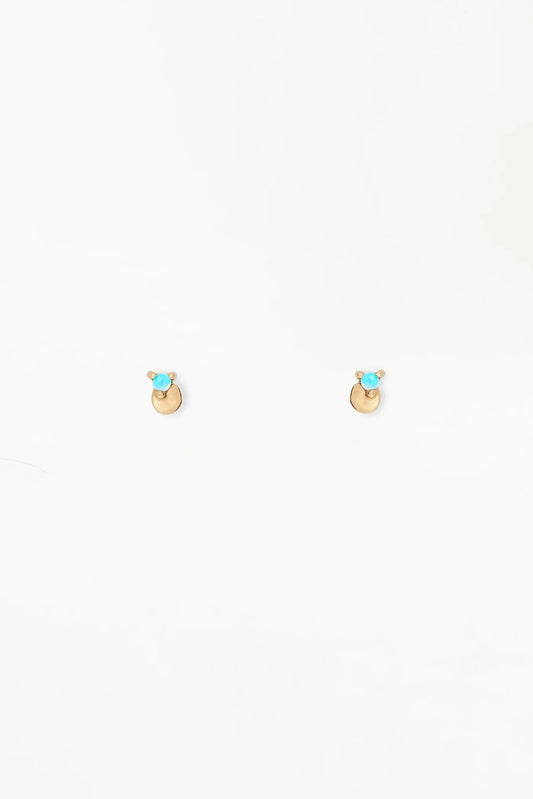 wwake / small disc stud earring - opal - single