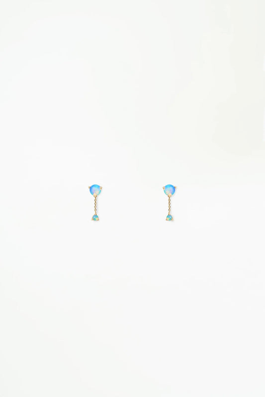 wwake / large two-step chain earring - opal - single
