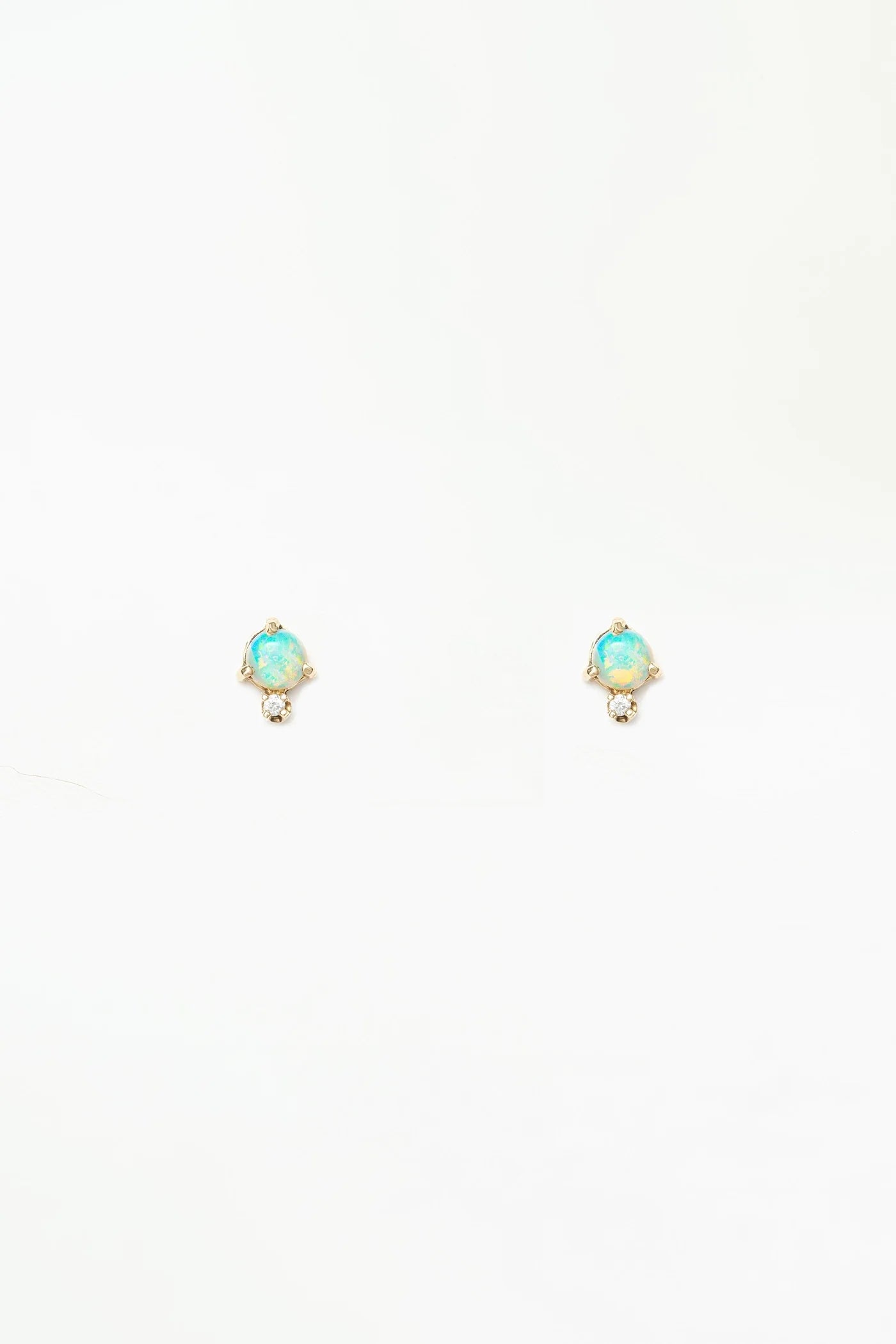 wwake / classic stud earrings - opal + diamond