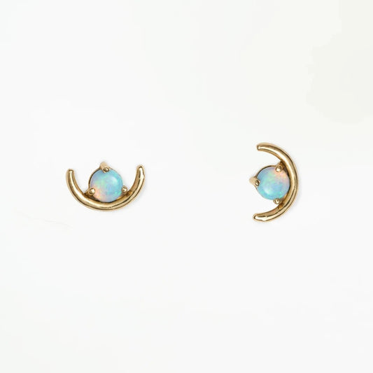 wwake / large opal arc stud earring - single