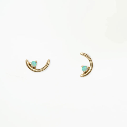 wwake / offset opal arc stud earring - single