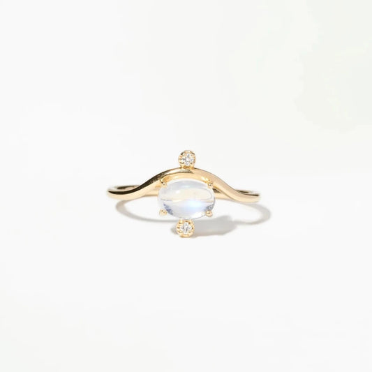 wwake / nestled moonstone and diamond ring