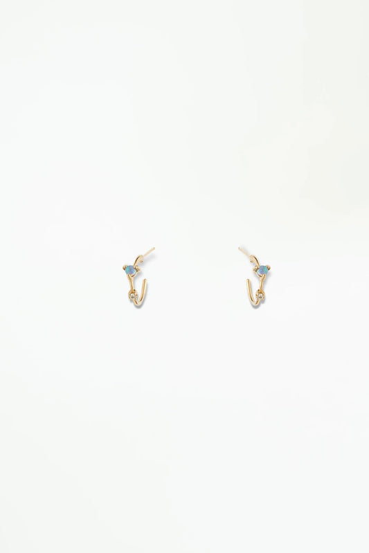wwake / mini two-step hoop earring - opal + diamond - single