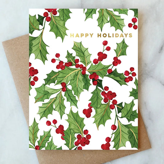 vines of holly holiday greeting card