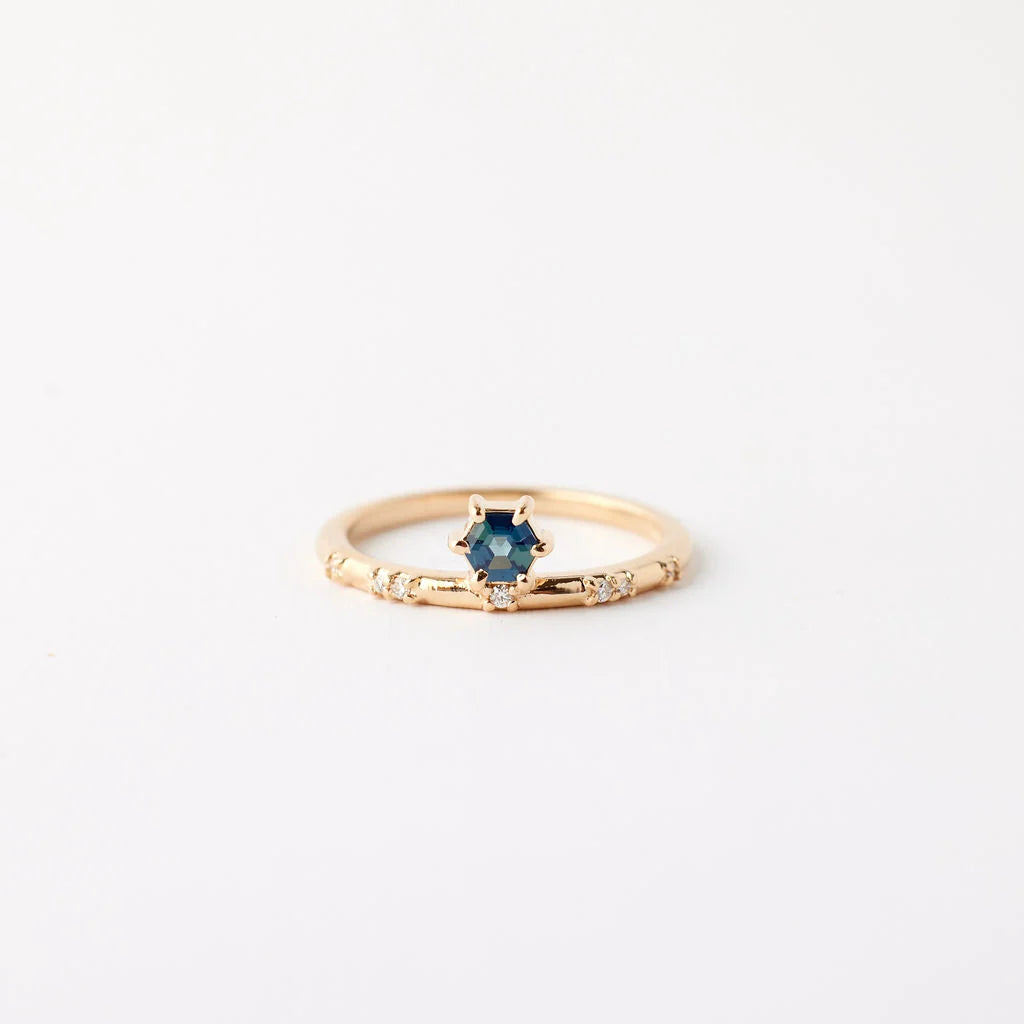 thea ring - sapphire + natural diamond