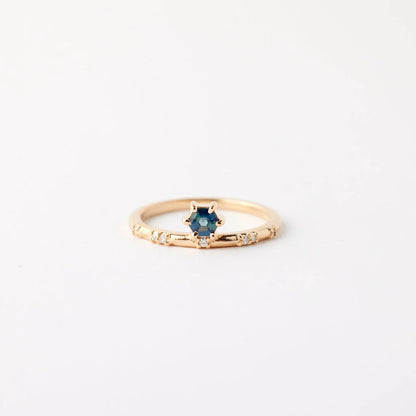 thea ring - sapphire + natural diamond