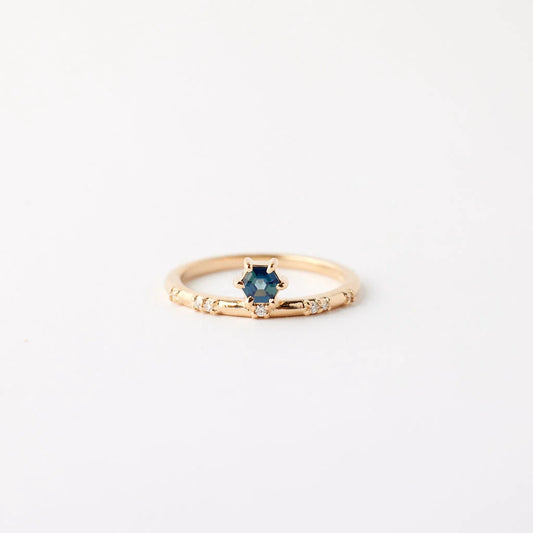 thea ring - sapphire + natural diamond
