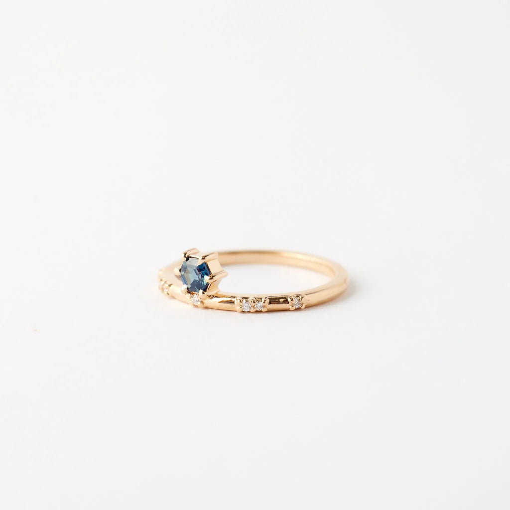 thea ring - sapphire + natural diamond