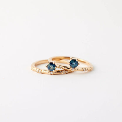 thea ring - sapphire + natural diamond