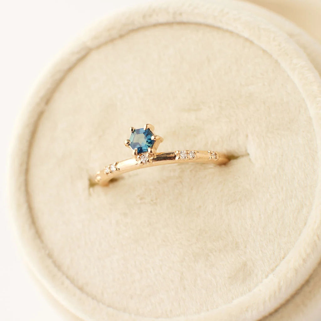 thea ring - sapphire + natural diamond