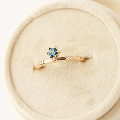 thea ring - sapphire + natural diamond