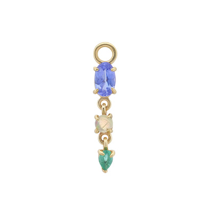 métier / multi gemstone claw droplet plaque charm - single