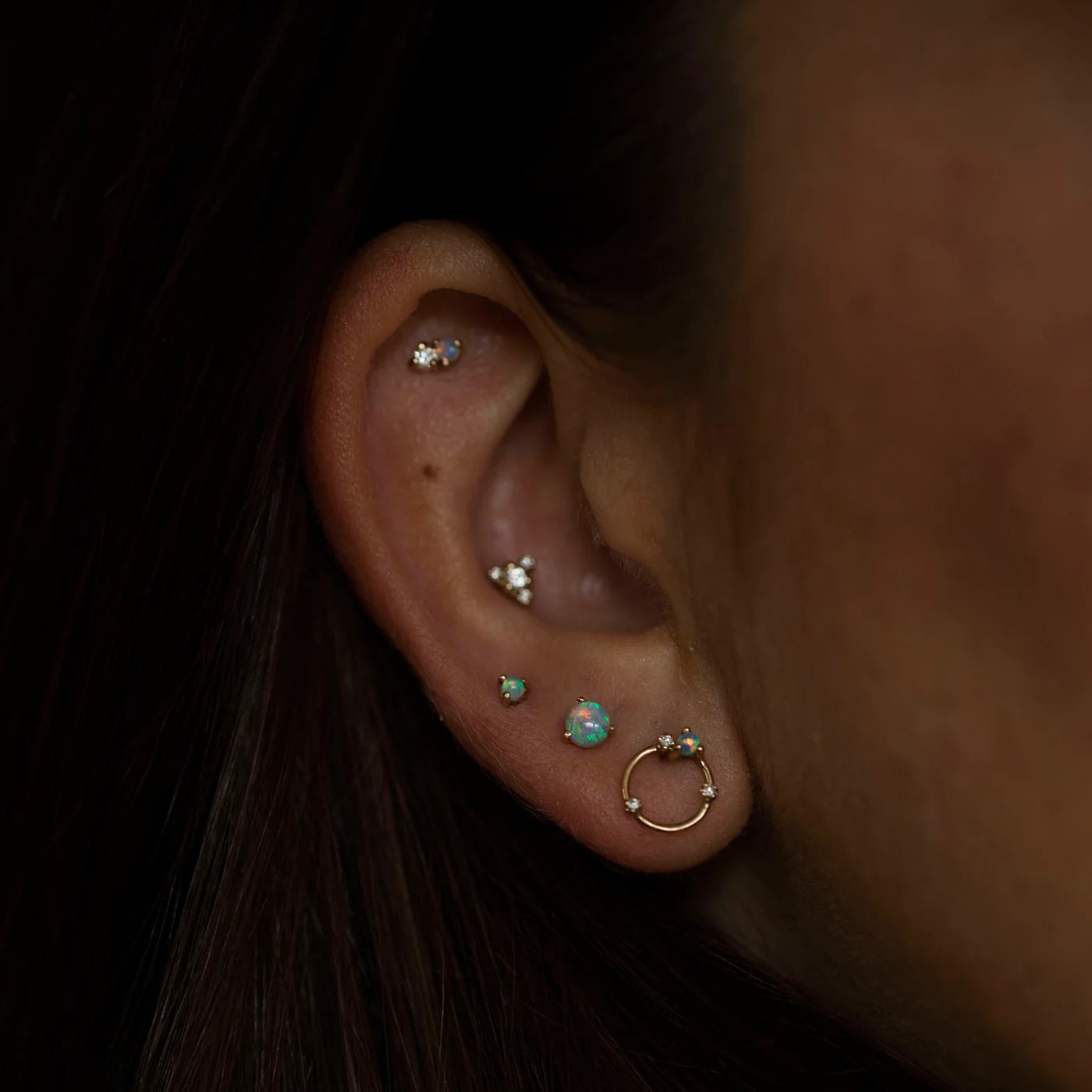 wwake / large opal stud earrings
