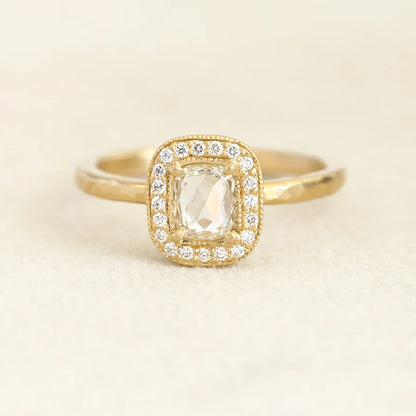 rose-cut halo ring - natural colorless diamond