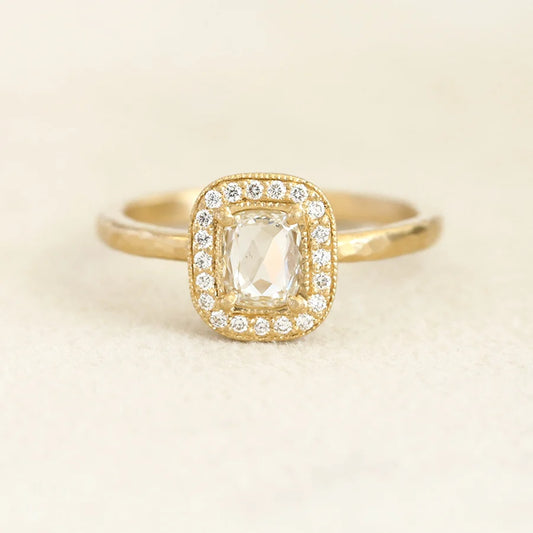 rose-cut halo ring - natural colorless diamond