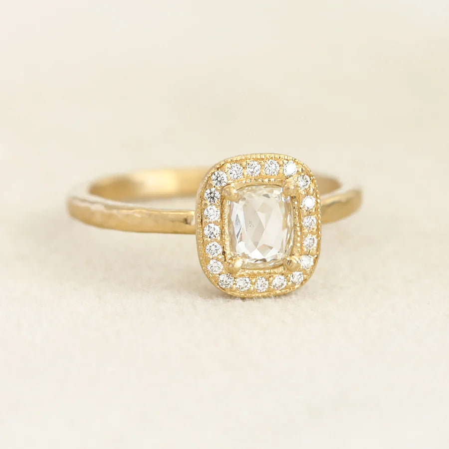 rose-cut halo ring - natural colorless diamond