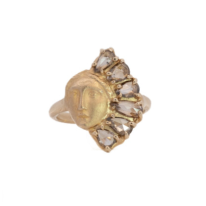 warm halo sybil ring - natural diamond