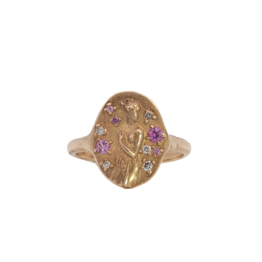 figure ring - pink sapphire + diamond
